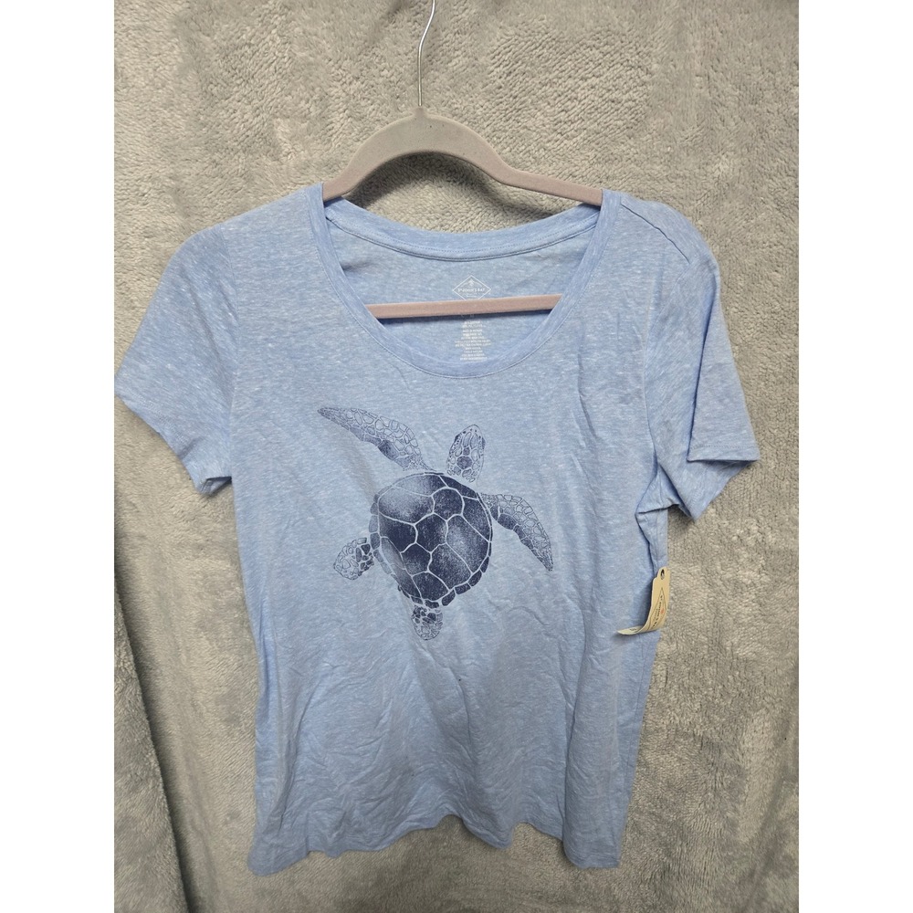 St. Johns Bay Womens Sea Turtle Graphic Tee Blue Heather Short Sleeve Size M NWT